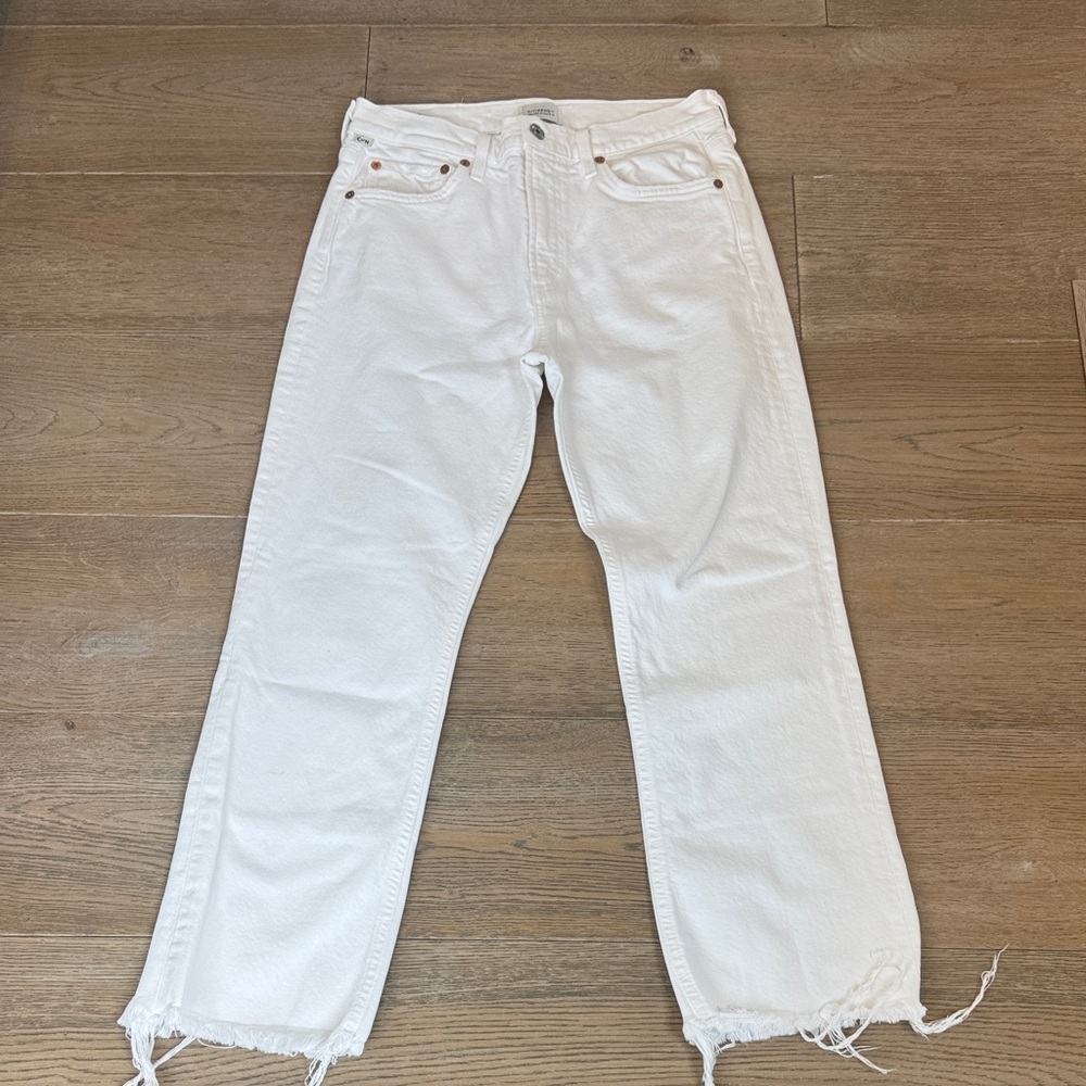 Citizens of Humanity White Frayed Hem Jeans